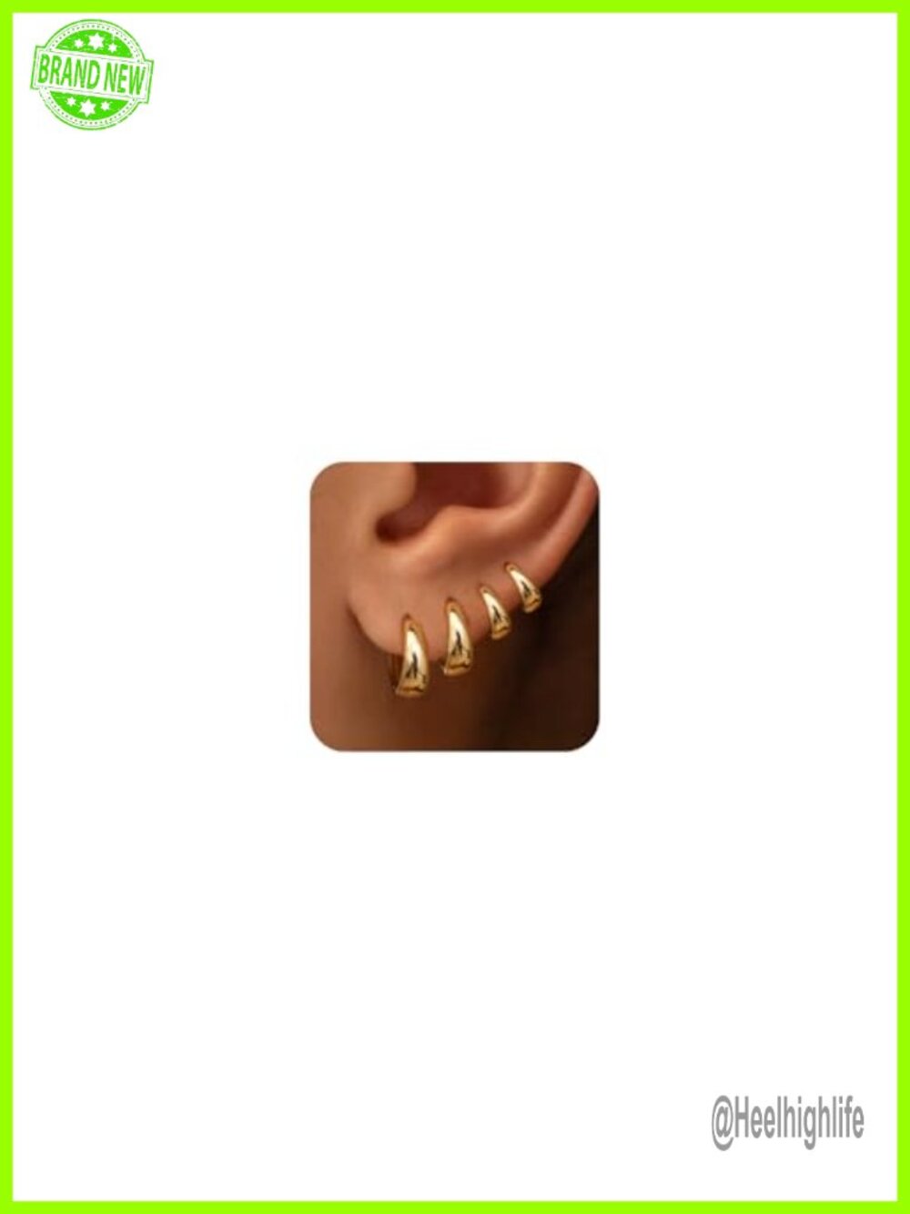 14K Gold Plated Small Chunky Hoop Earrings Huggie Stackable Set